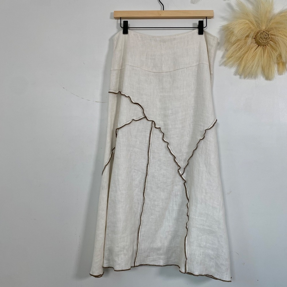 Insight Womens 100% Linen Boho Maxi Skirt Size 8 M Resort Coastal Festival - Picture 5 of 12